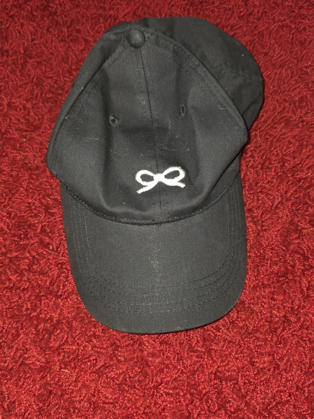 Steve Madden Black Embroidered White Ribbon Bow Baseball Cap Coquette Dad Hat OS